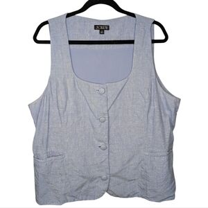 J Crew Scoopneck Linen Blend Vest Top French Blue Women's Size 18 Plus